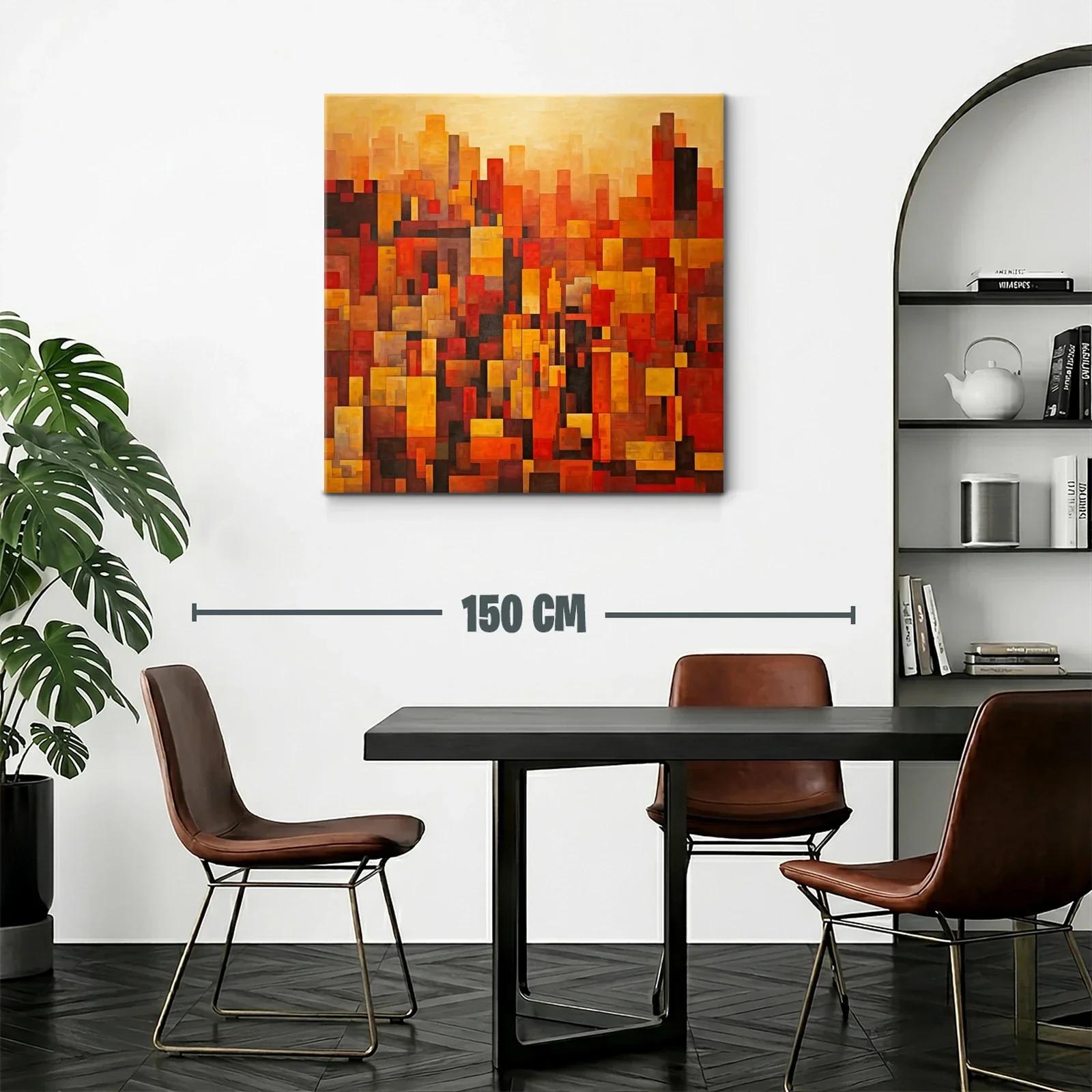 Cuadro abstracto con formas geométricas en tonos cálidos — miniatura 2