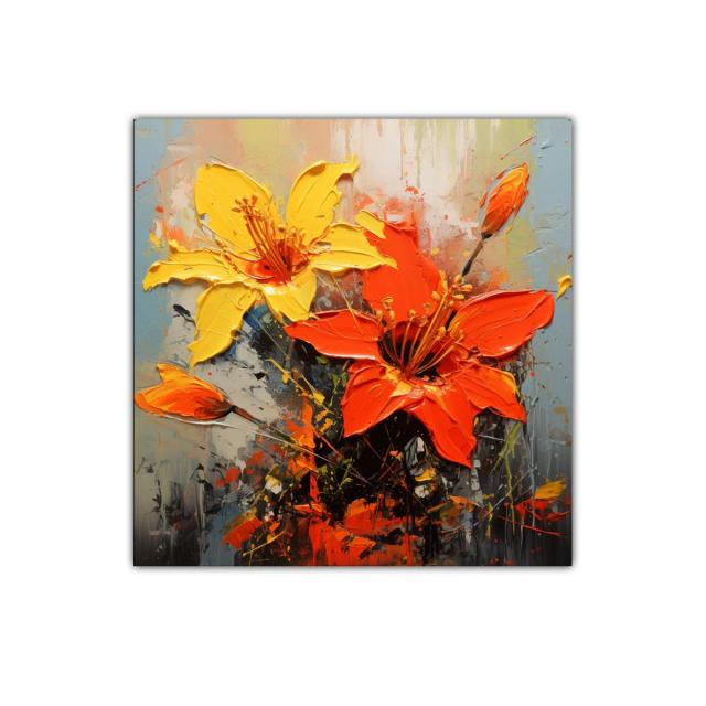 Explosión de Flores en Tonos Naranjas y Amarillos Vibrantes