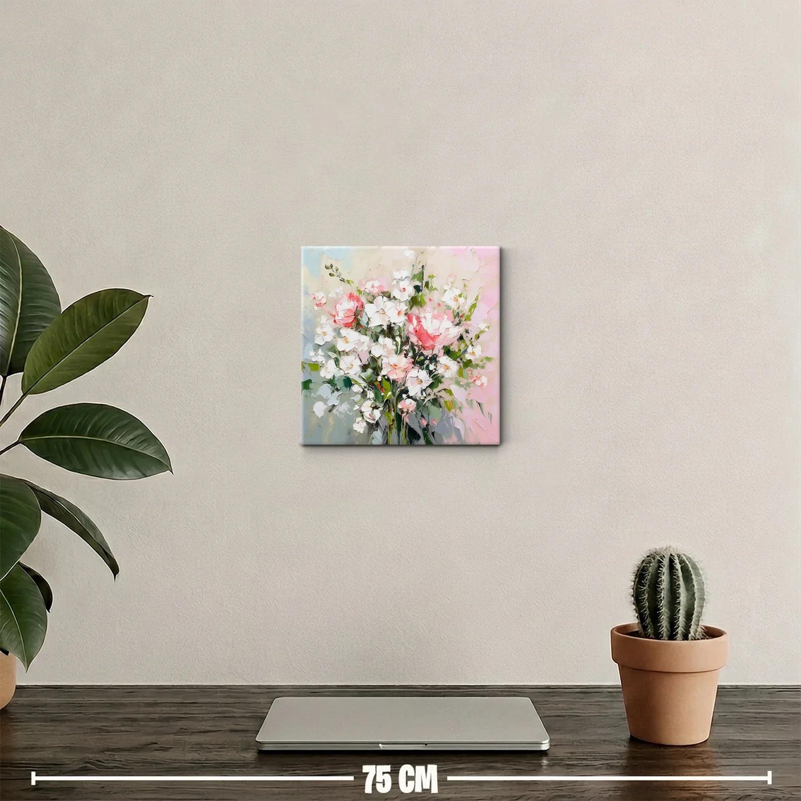 Cuadro decorativo con ramo de flores en tonos suaves — miniatura 2