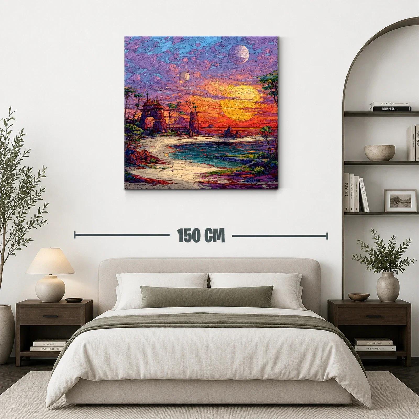 Paisaje Onírico con Dos Lunas al Atardecer — miniatura 3