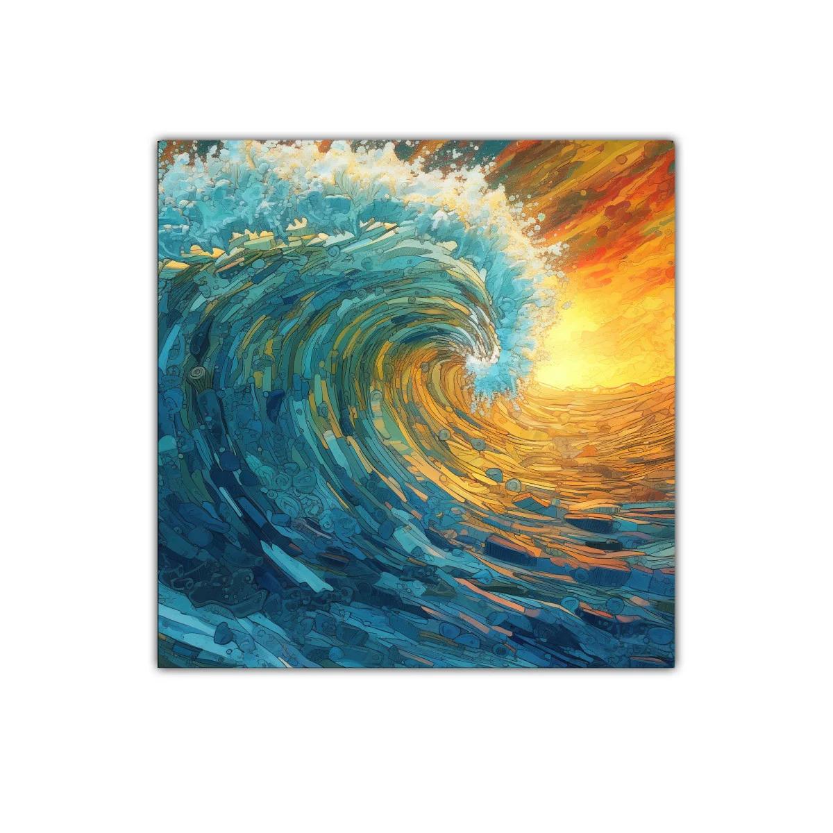 Explosión de color en ola marina al atardecer — imagen principal