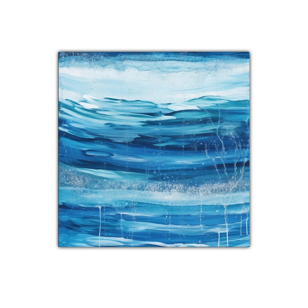 Cuadro abstracto inspirado en el movimiento del agua azul