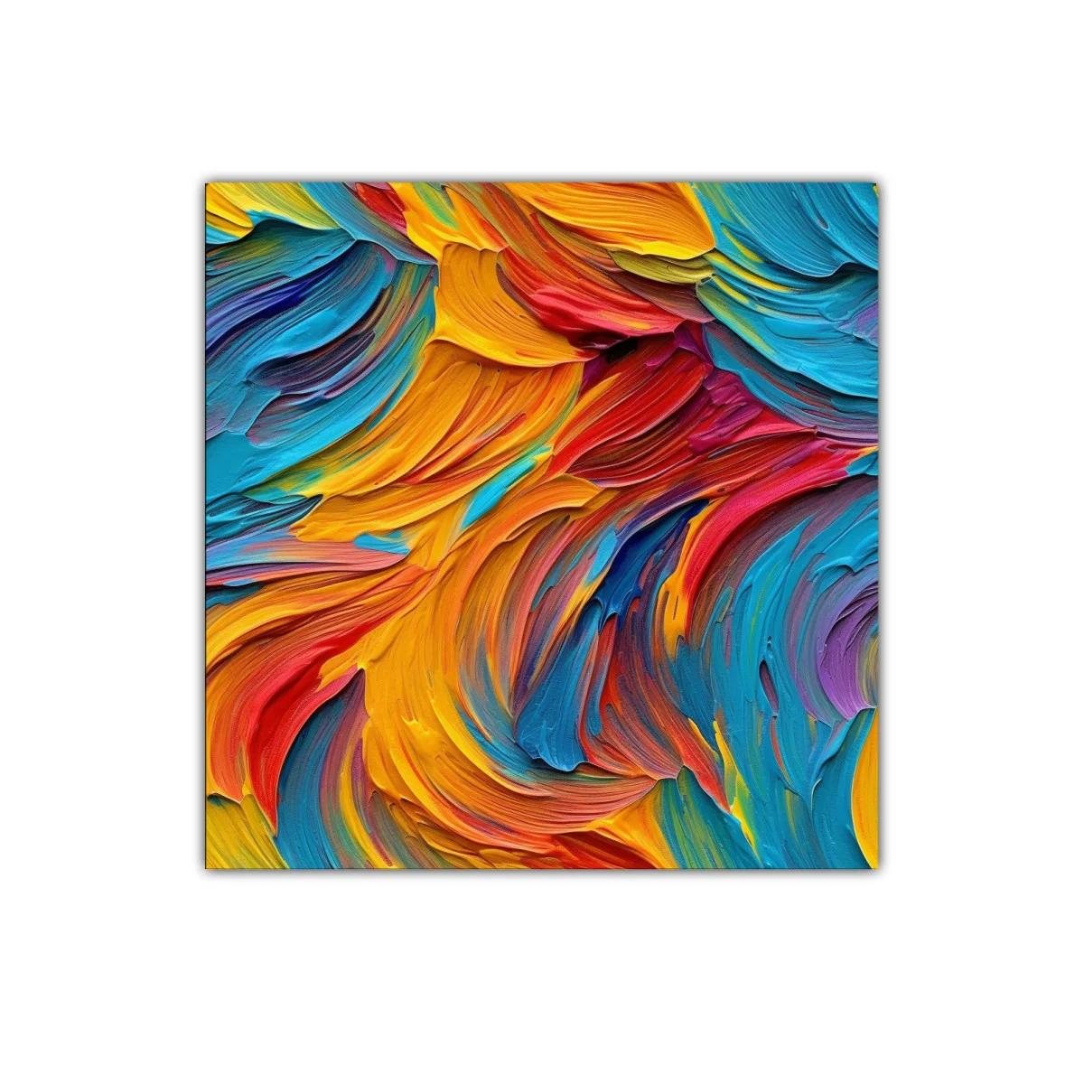 Cuadro abstracto vibrante en colores cálidos y fríos — imagen principal