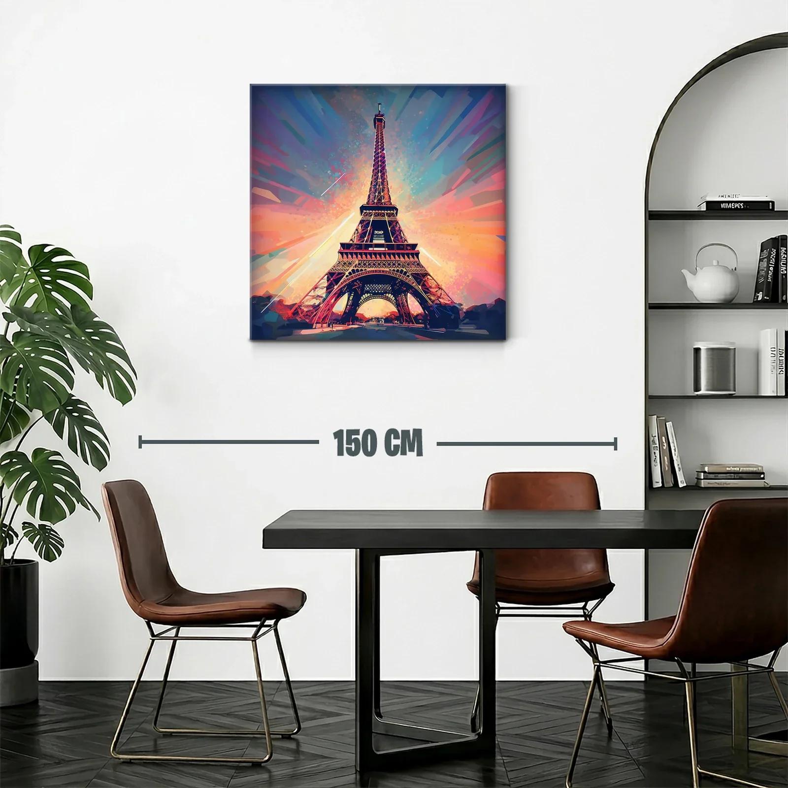 Cuadro Torre Eiffel con vibrantes tonos y luz cálida — miniatura 2