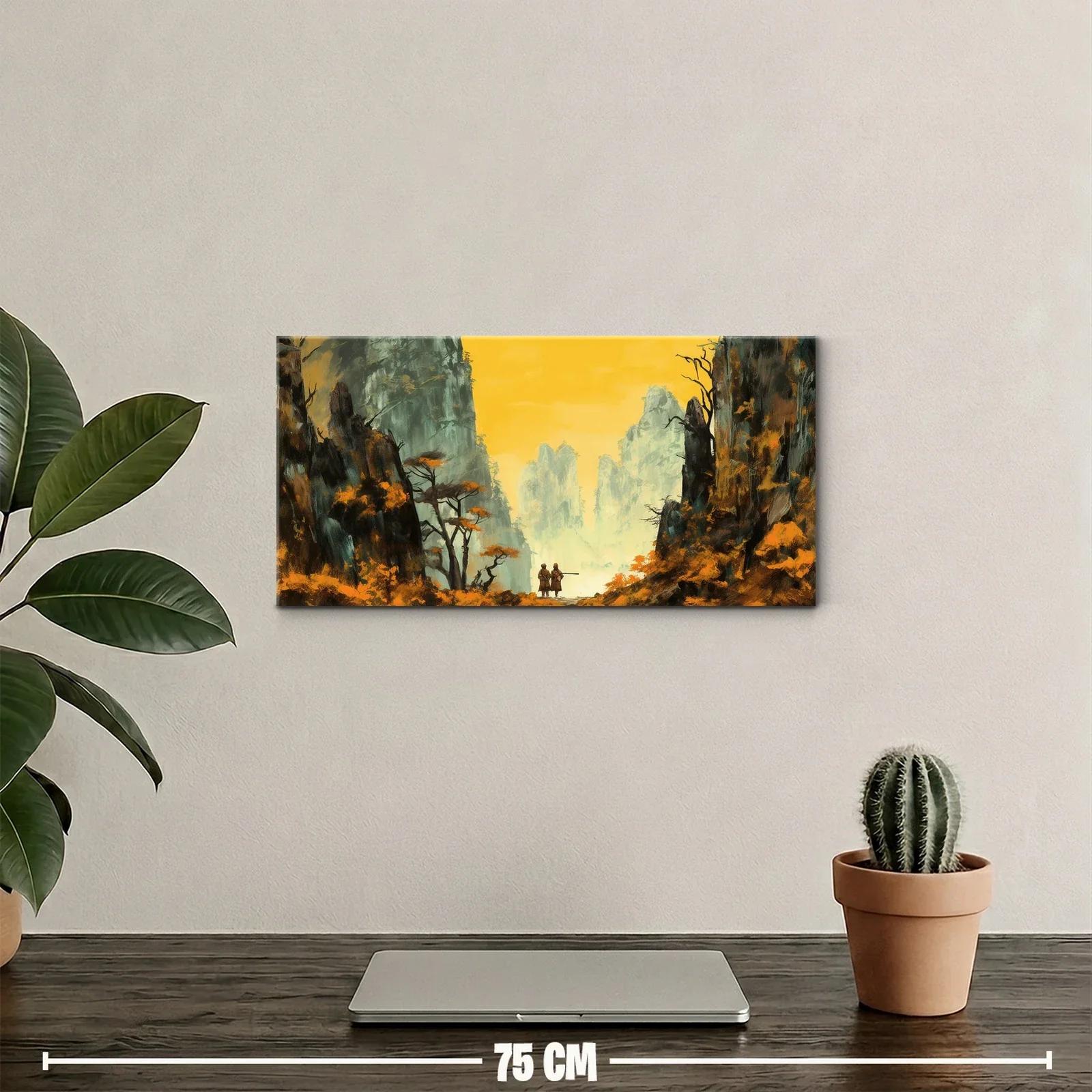 Cuadro paisaje de montañas con dos jinetes y valle rocoso — miniatura 2