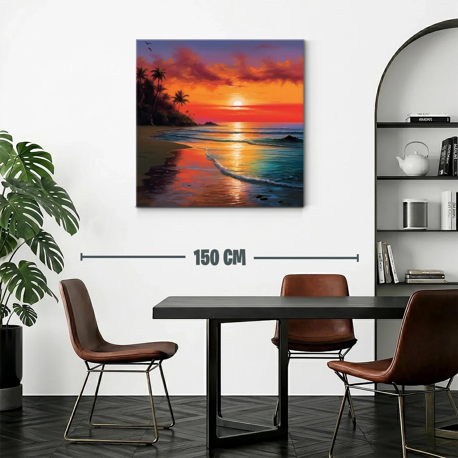 Atardecer tropical con palmeras y reflejos vibrantes en el mar — miniatura 2