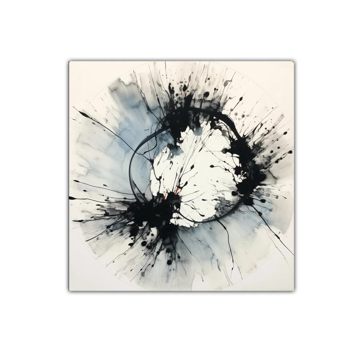 Cuadro abstracto circular en tonos blancos y negros dinámicos — imagen principal