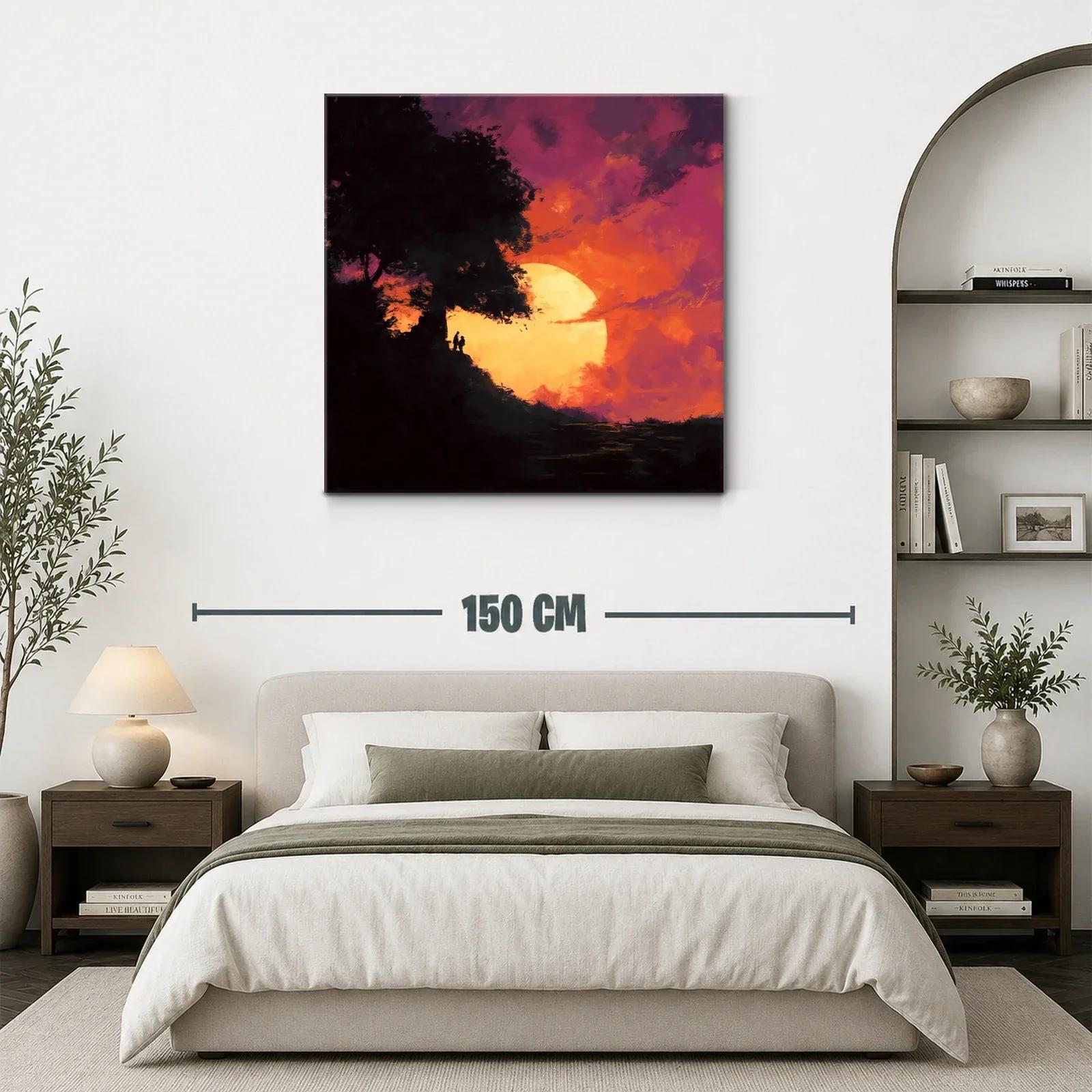 Atardecer mágico con siluetas junto a un árbol gigante — miniatura 3
