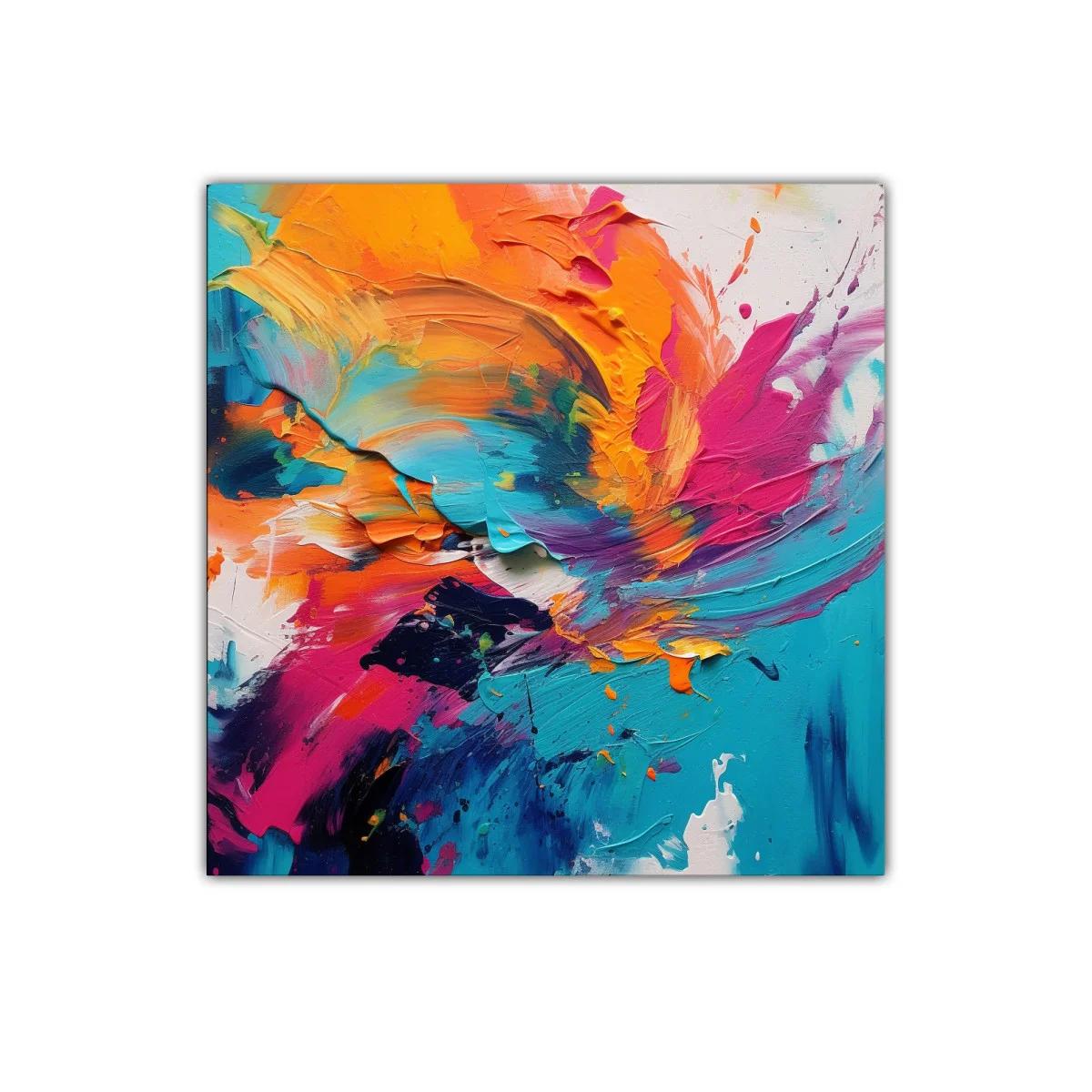 Cuadro abstracto con explosión de colores vibrantes