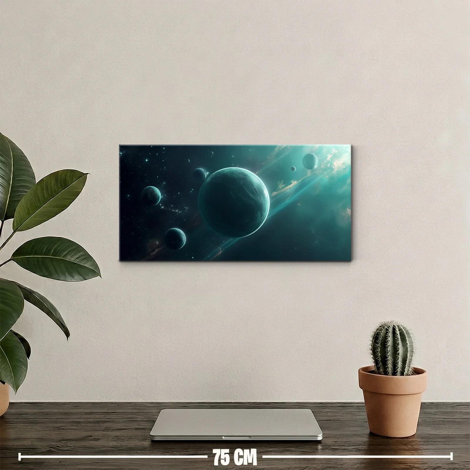 Cuadro planeta atravesado por una franja luminosa diagonal — miniatura 2