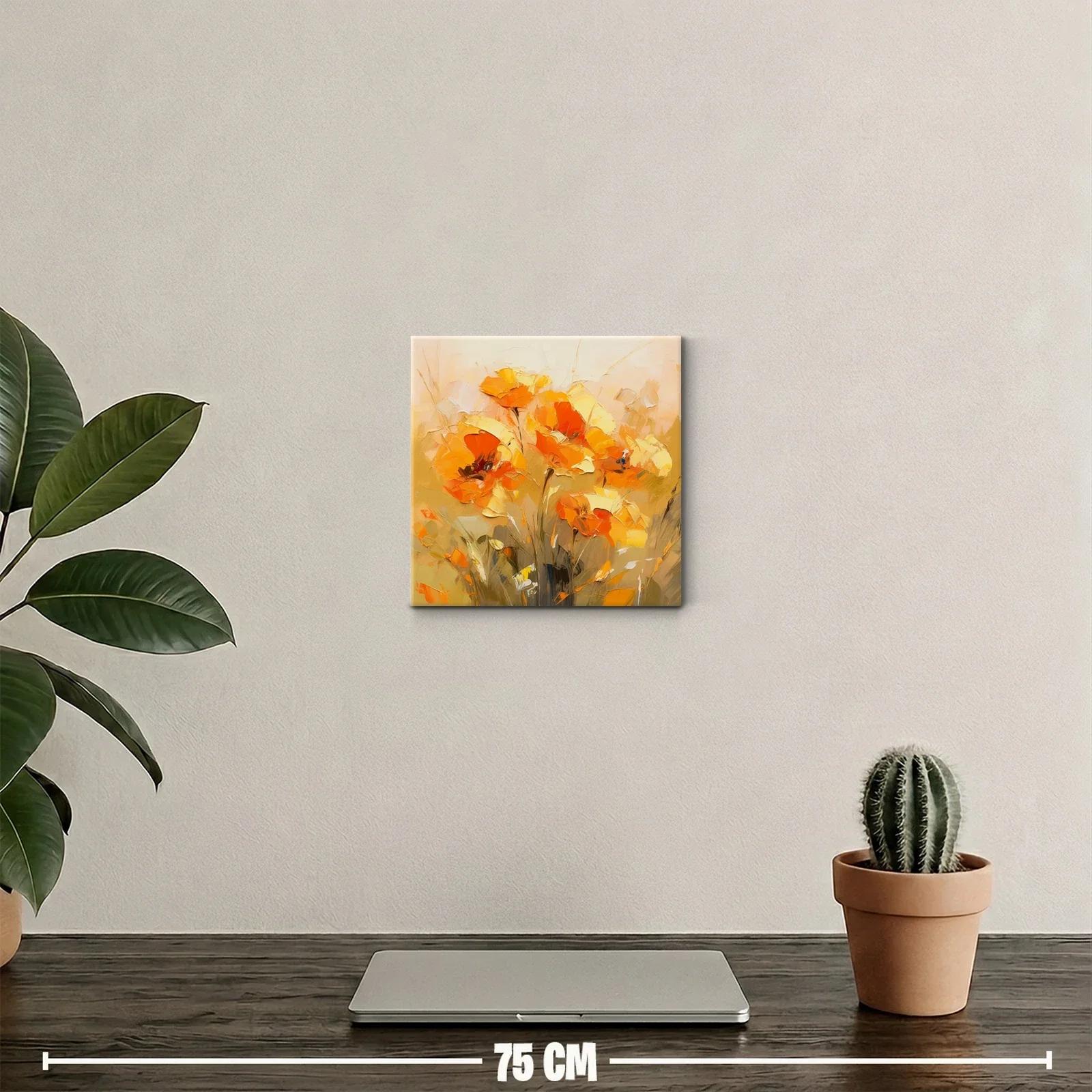 Cuadro decorativo con flores vibrantes en tonos cálidos — miniatura 2
