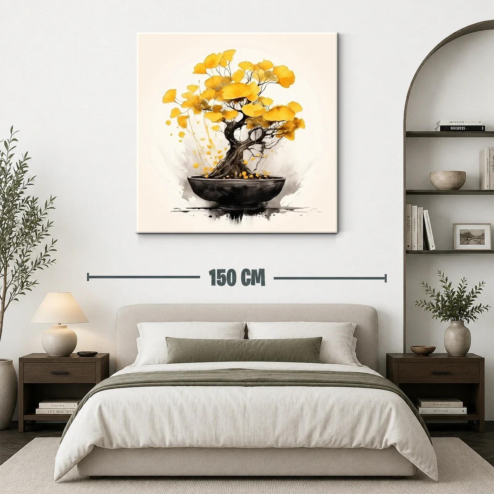 Árbol bonsái con hojas doradas en delicado equilibrio — miniatura 3