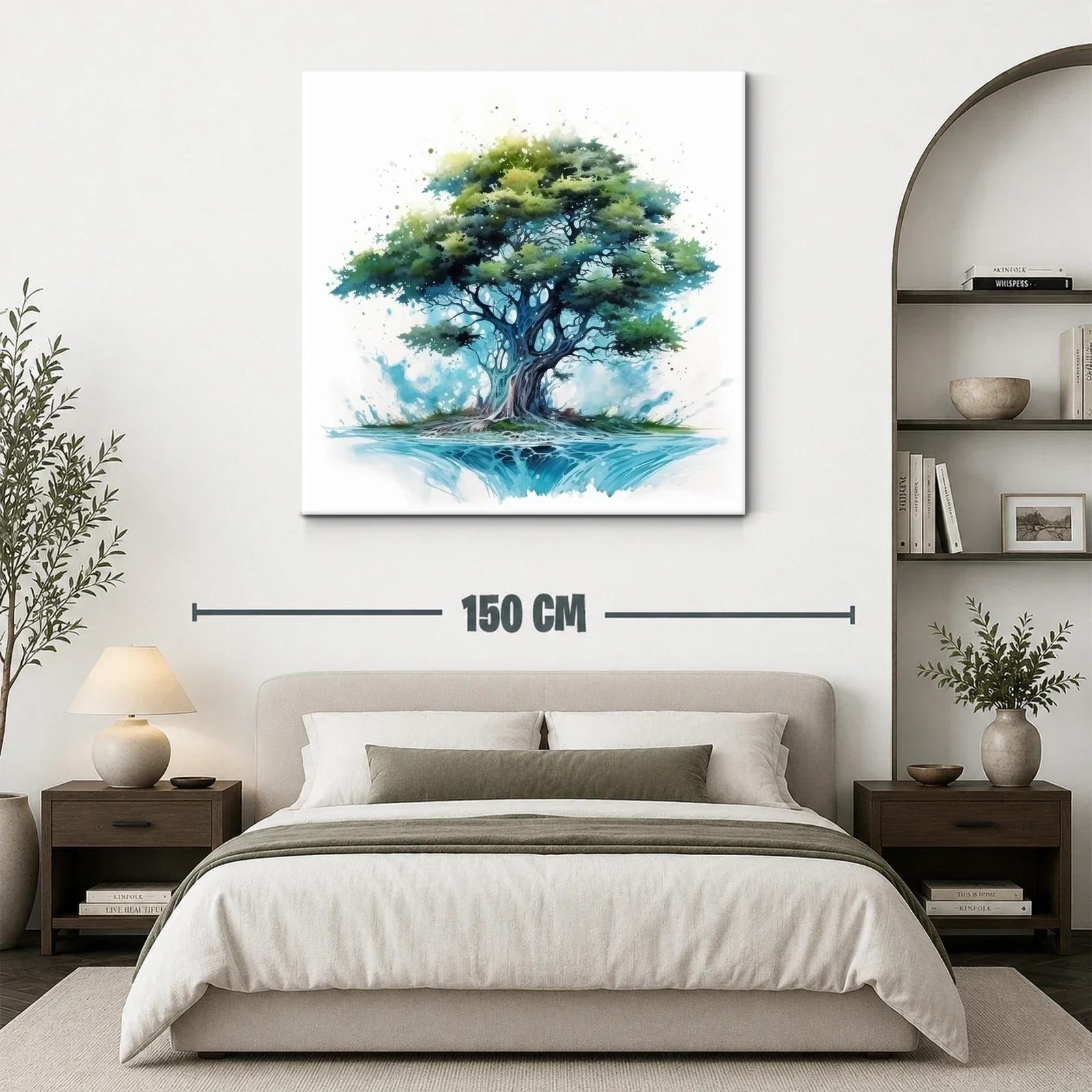 Árbol frondoso en tonos azules y verdes vibrantes — miniatura 3