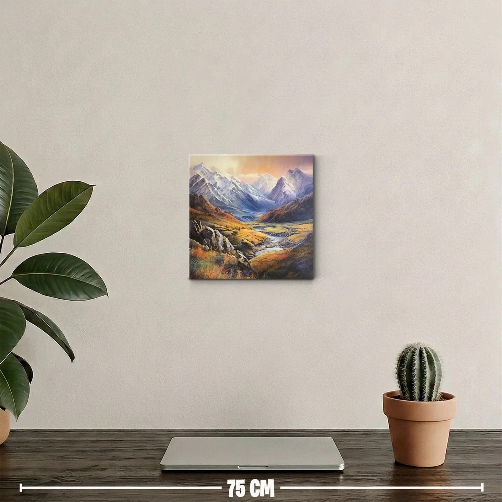 Paisaje de montaña con río en tonos otoñales y cielo al atardecer — miniatura 2