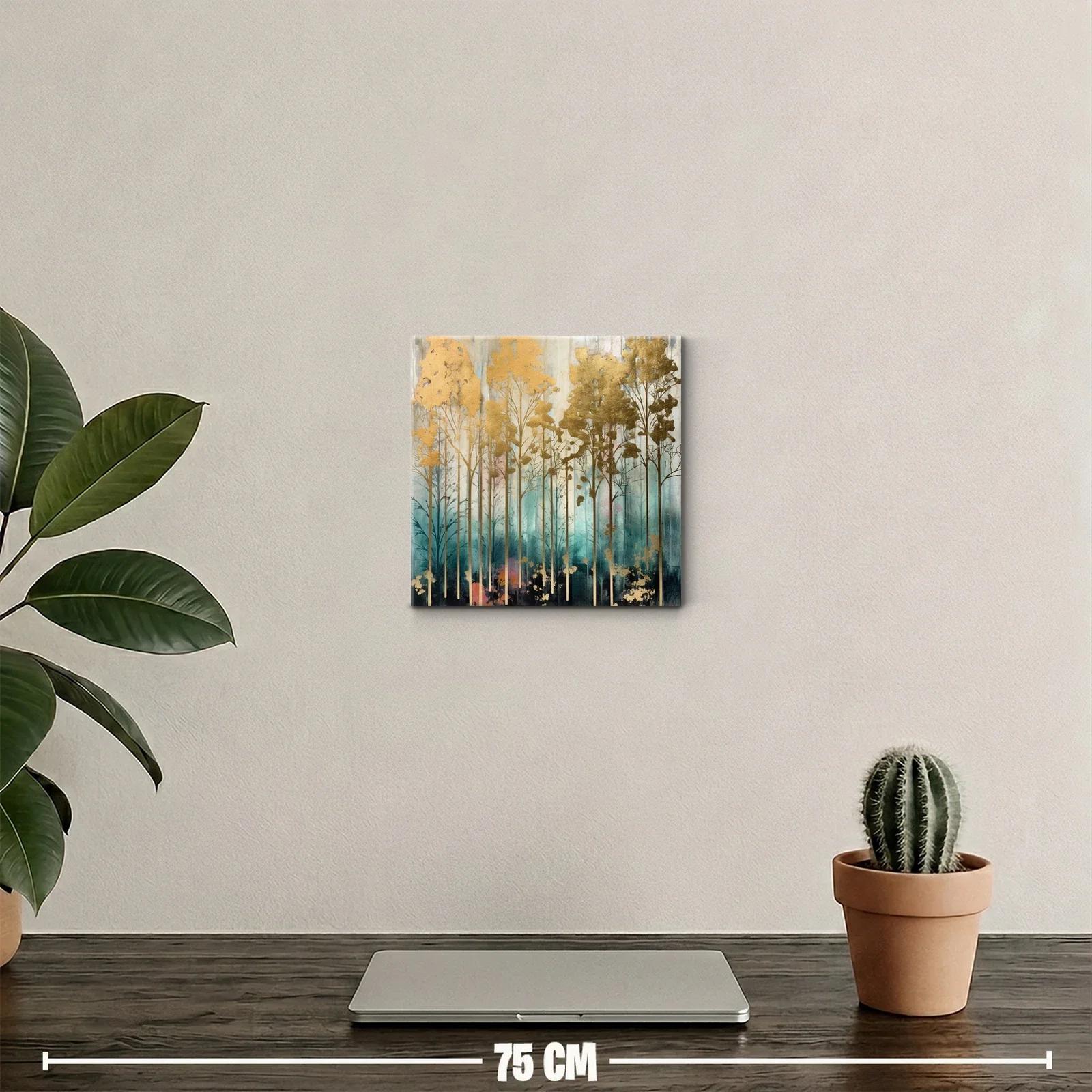 Bosque dorado entre tonalidades azul y rosa pastel — miniatura 2