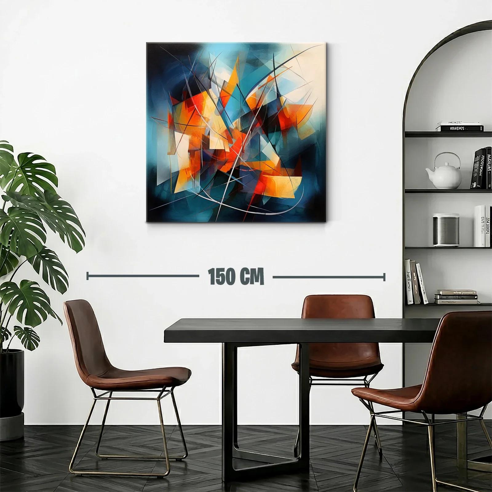 Cuadro abstracto con vibrantes contrastes de naranja y azul — miniatura 2