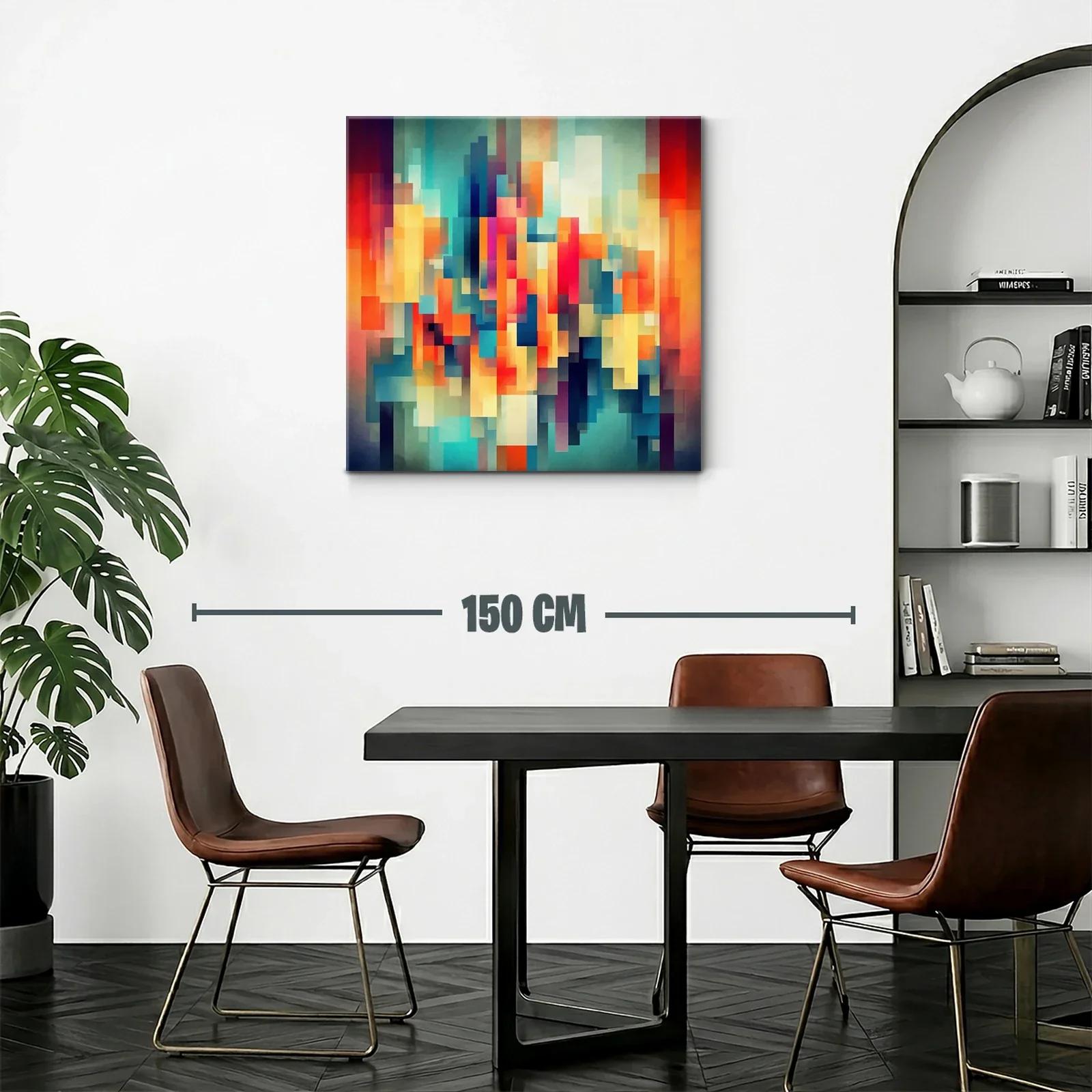 Composición abstracta con bloques en tonos cálidos y fríos — miniatura 2