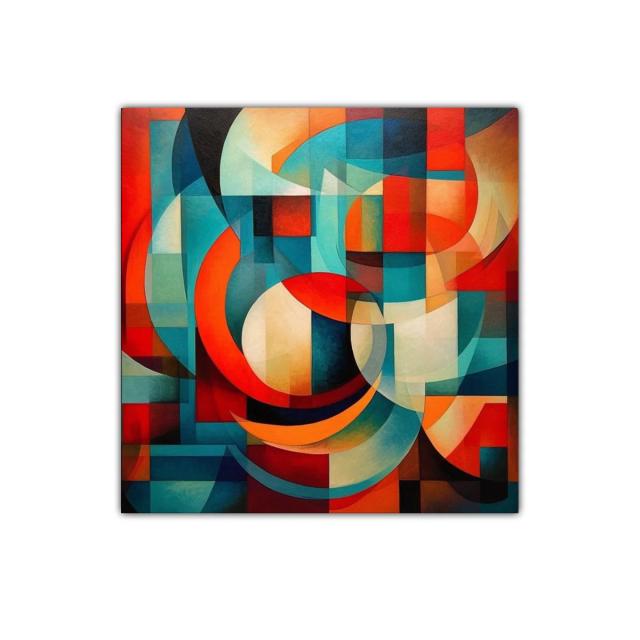 Composición geométrica vibrante con curvas y ángulos