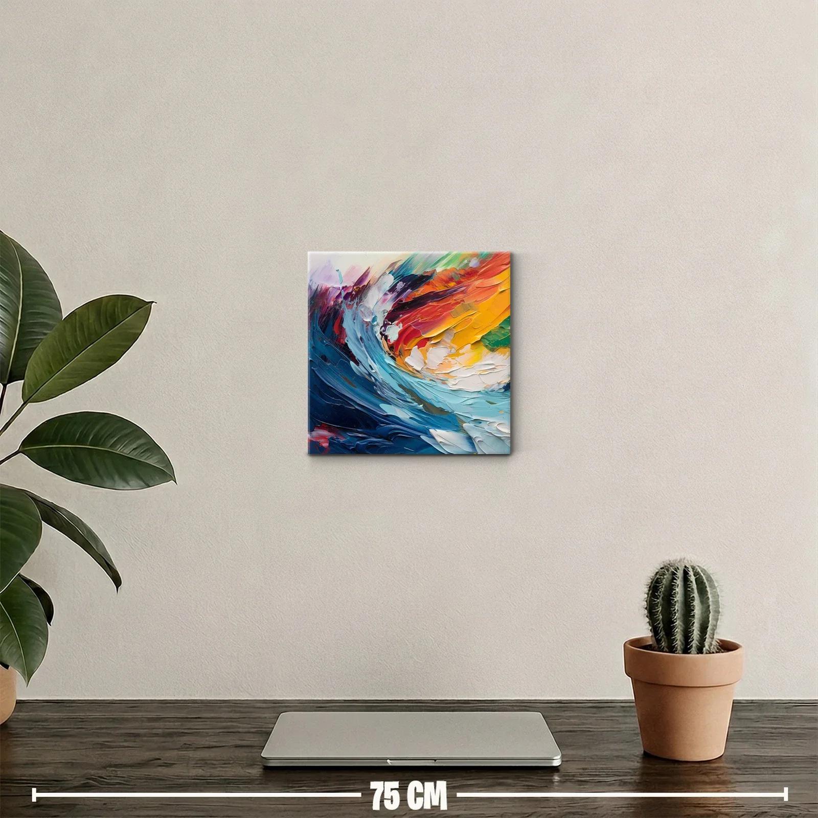 Cuadro abstracto en vibrantes tonos cálidos y fríos — miniatura 2