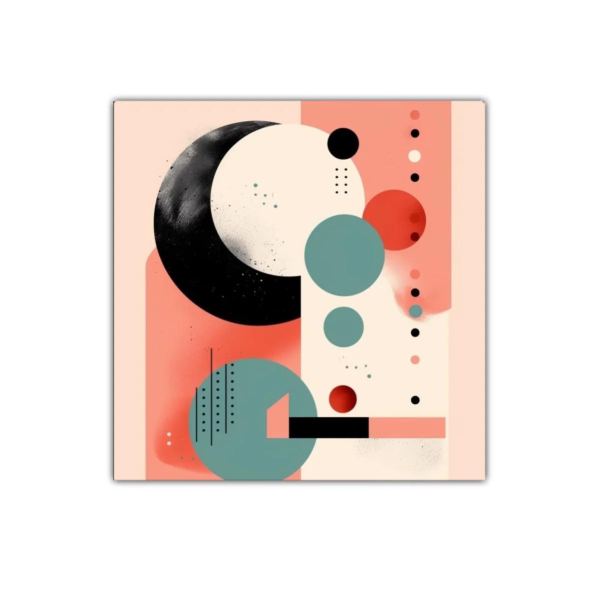 Composición geométrica en tonos coral y azul verdoso — imagen principal