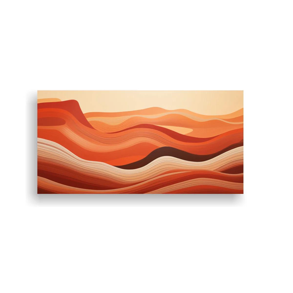 Cuadro paisaje abstracto de dunas con líneas finas paralelas