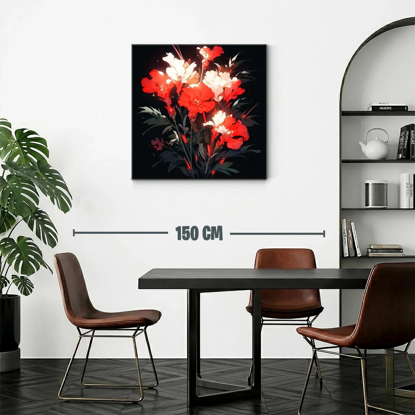 Ramo vibrante de flores rojas y blancas sobre fondo oscuro — miniatura 2