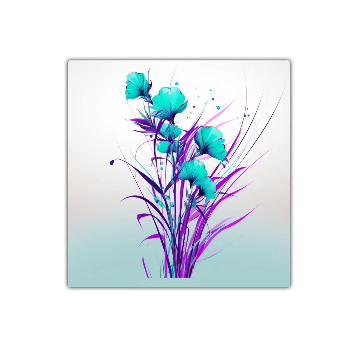 Floral vibrante en tonos turquesa y púrpura modernos