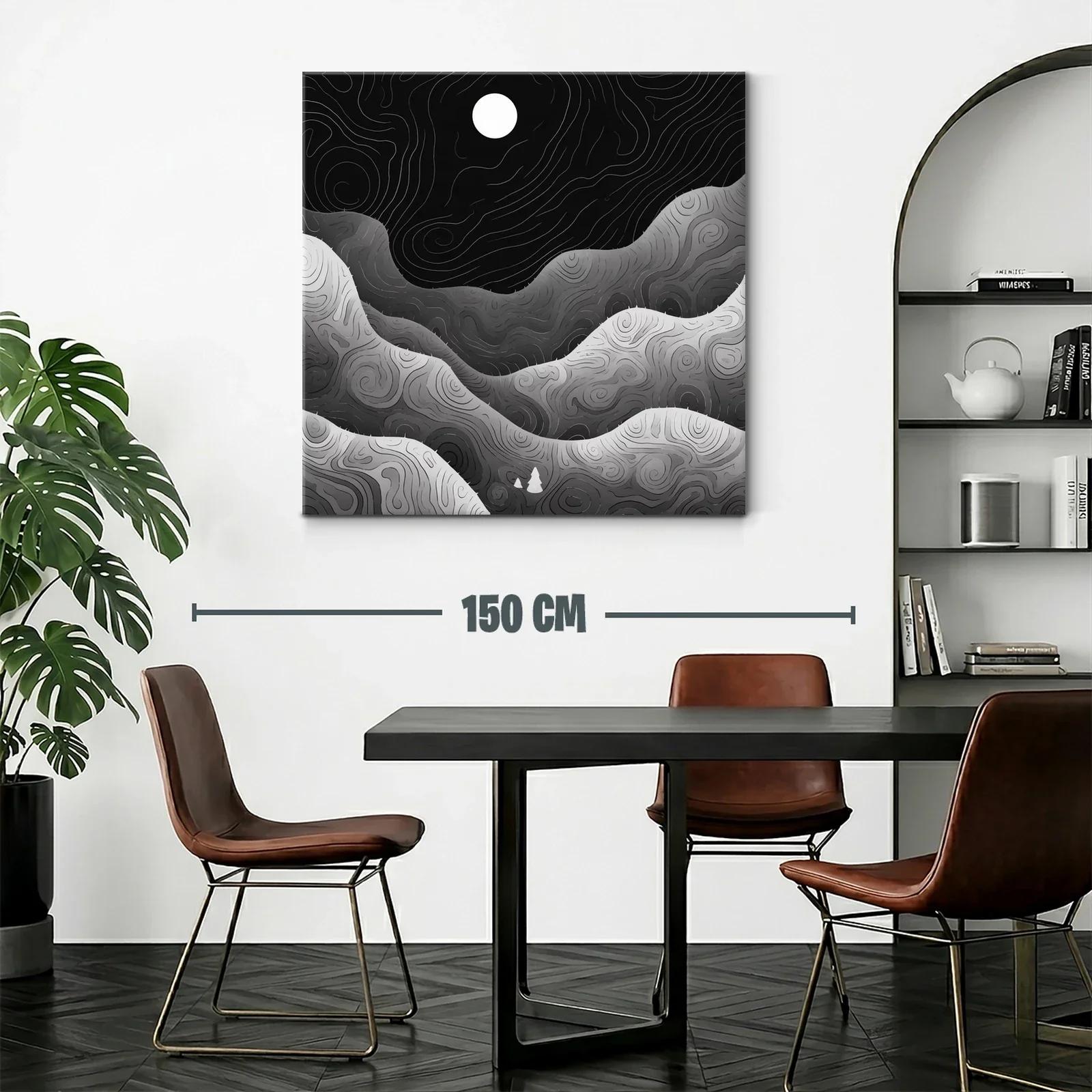 Paisaje nocturno abstracto en tonos grises y negros — miniatura 2