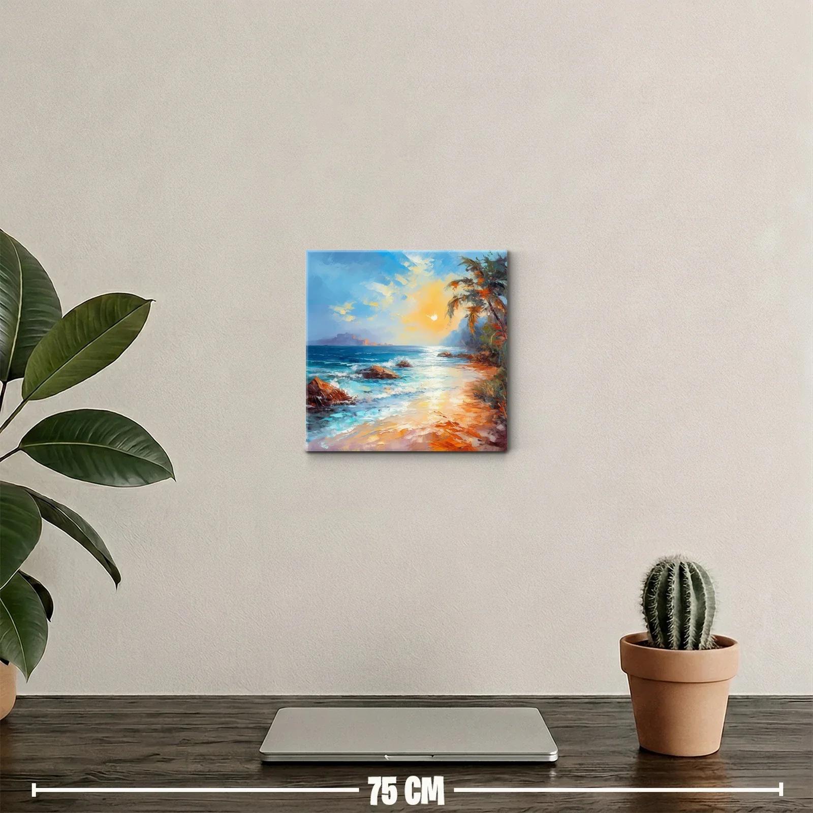 Atardecer brillante en costa tropical con palmeras — miniatura 2