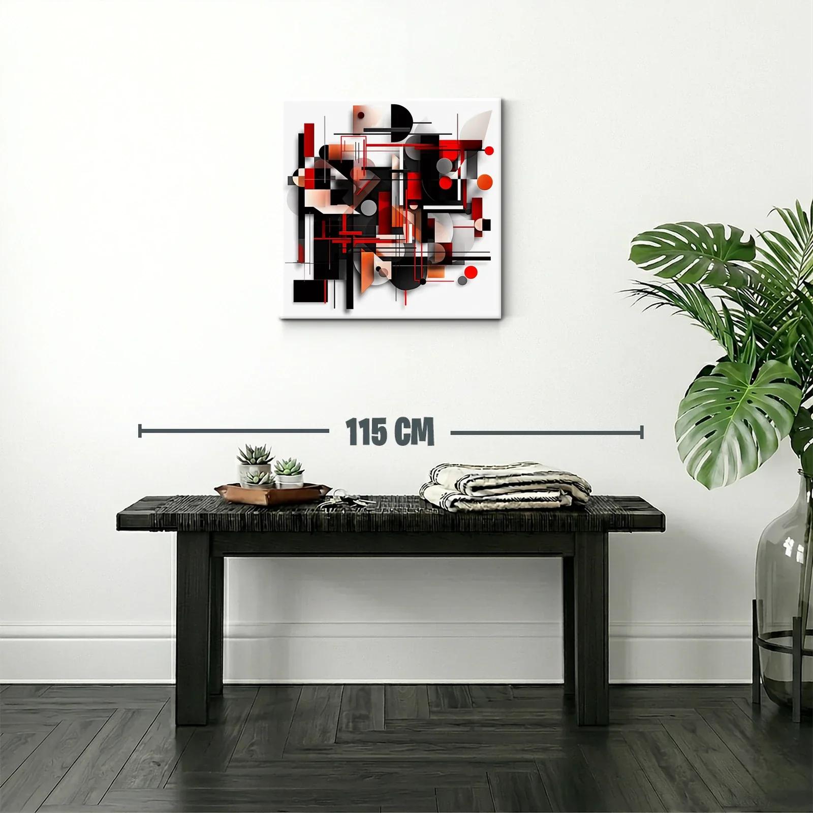 Composición geométrica abstracta en tonos rojo y negro — miniatura 2