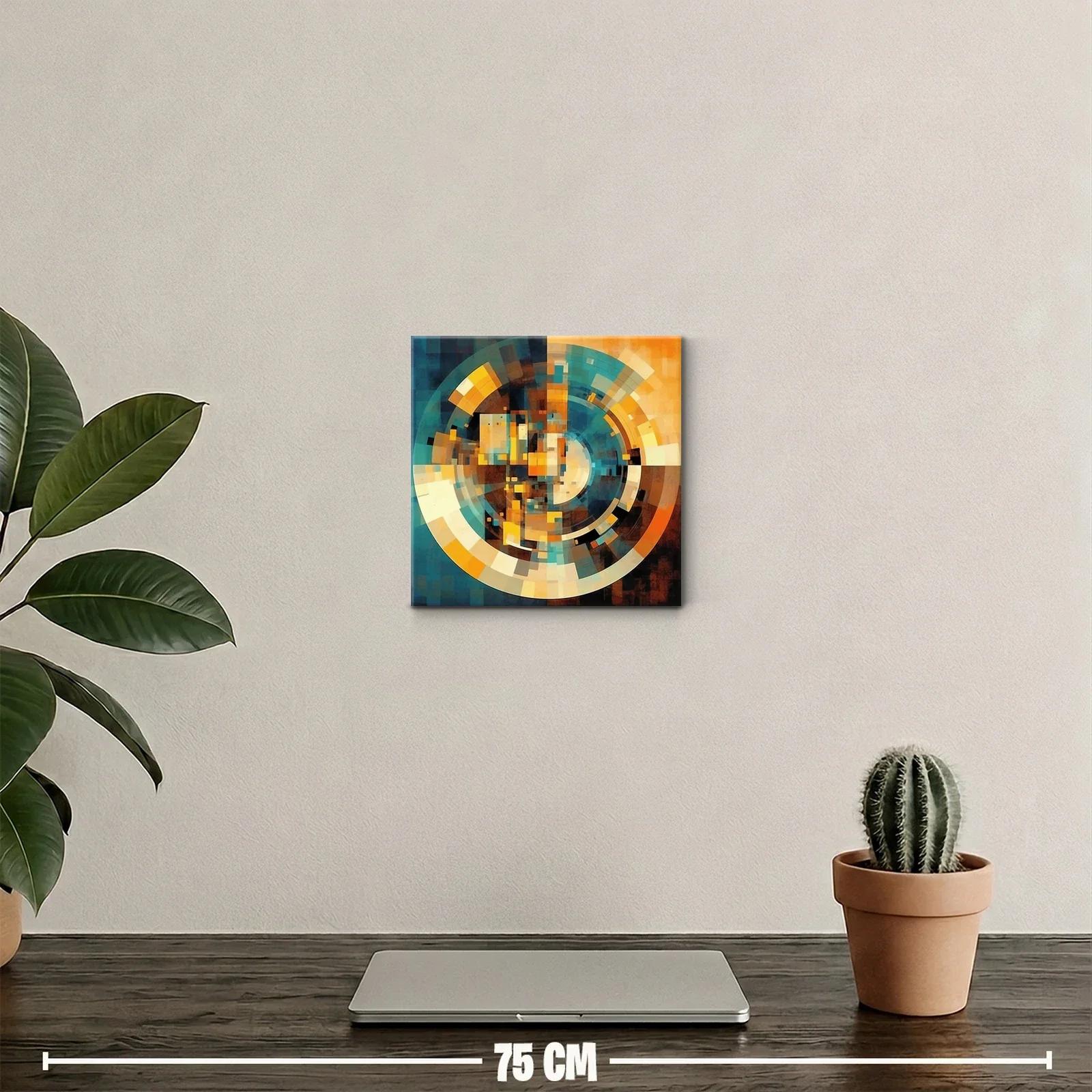 Cuadro con diseño abstracto y paleta cálida y azulada — miniatura 2