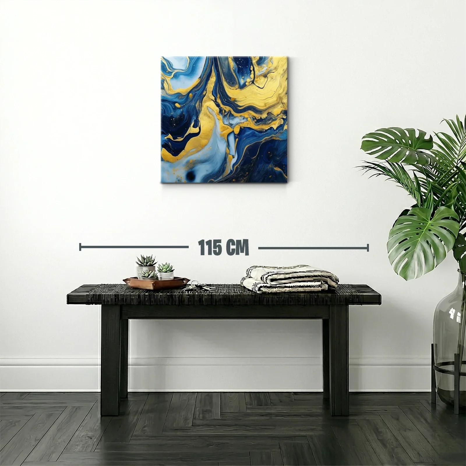 Abstracto en azul y dorado con movimiento fluido y elegante — miniatura 2