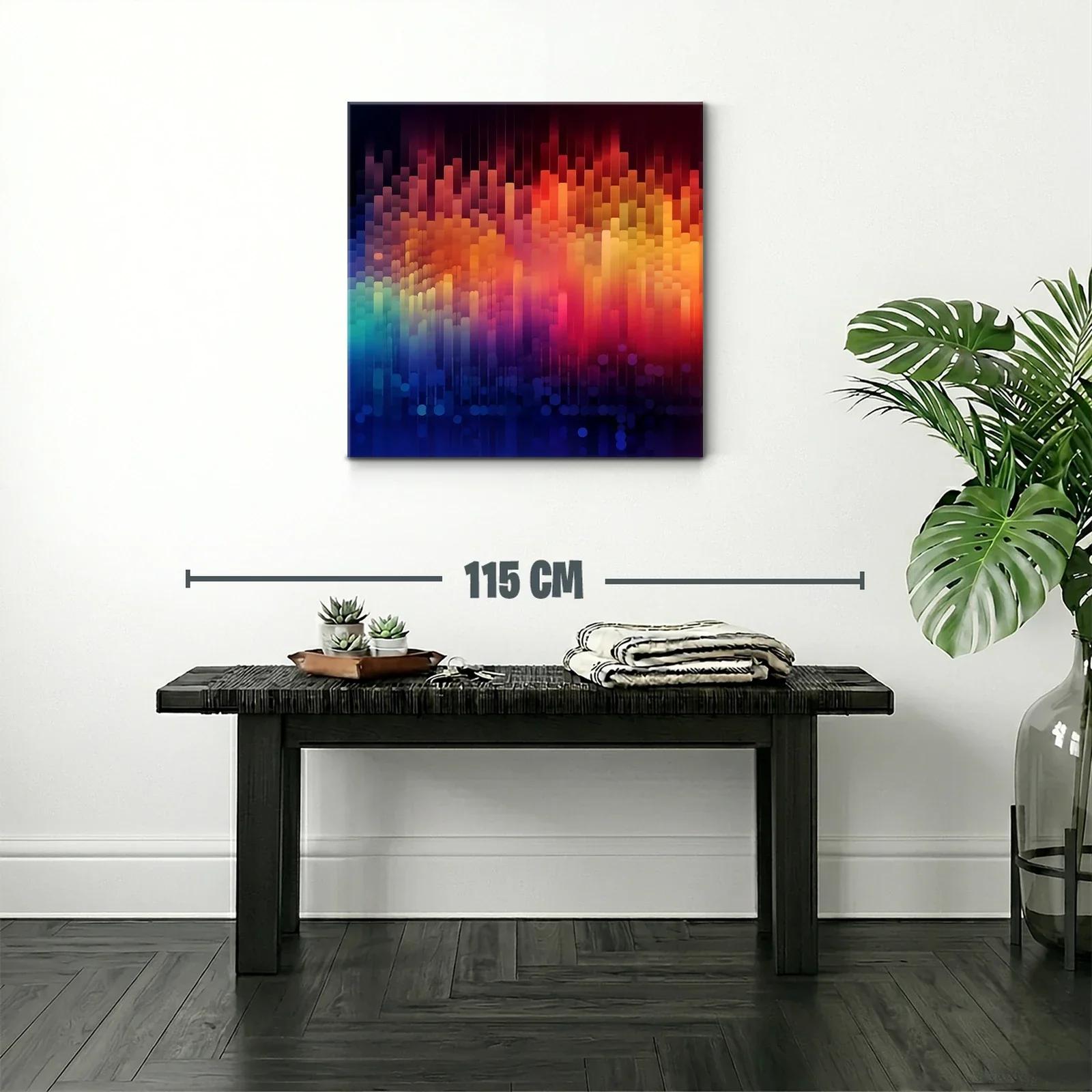 Cuadro abstracto con vibrantes tonos cálidos y fríos — miniatura 2