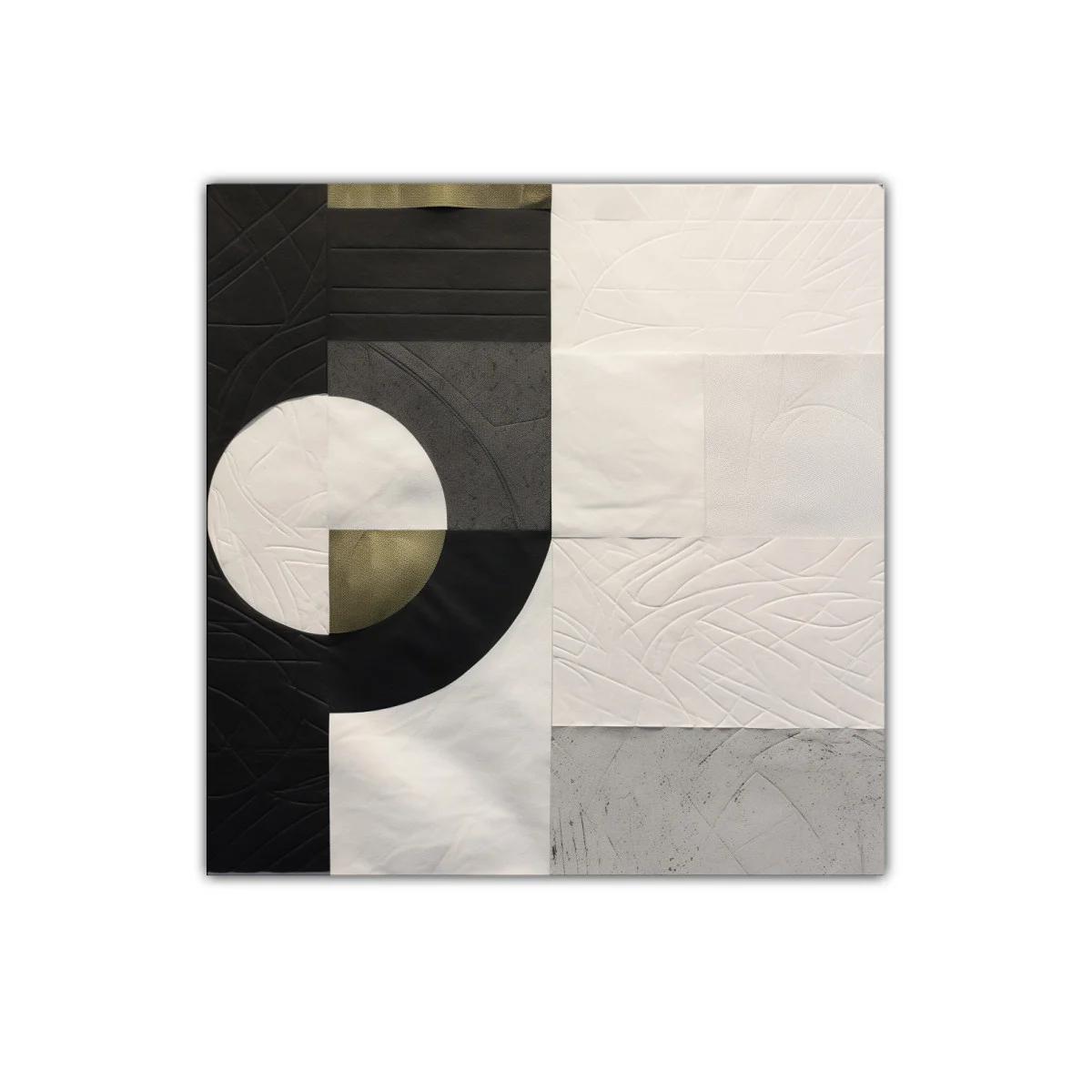 Cuadro decorativo geométrico en blanco negro y gris con texturas — imagen principal