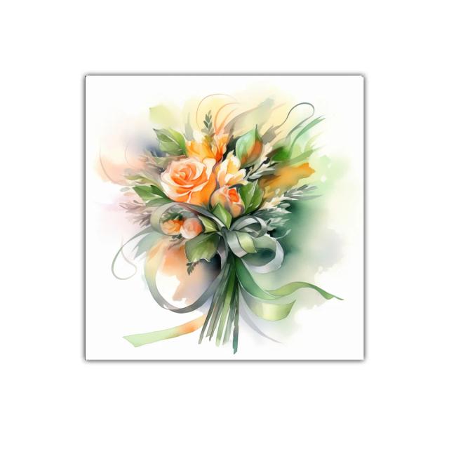 Ramo abierto de rosas en tonos cálidos y verdes suaves