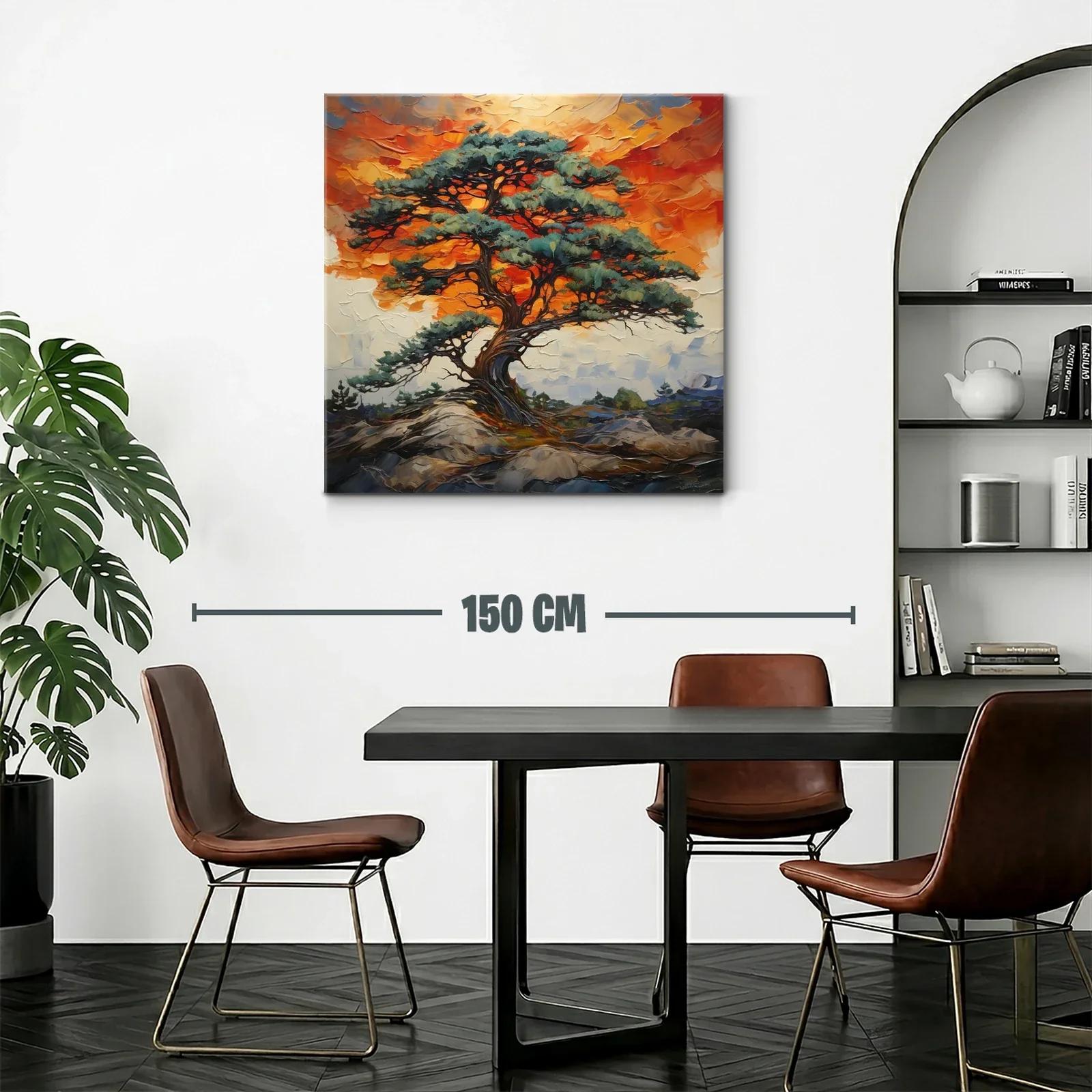 Árbol solitario con cielo fuego en paisaje natural — miniatura 2