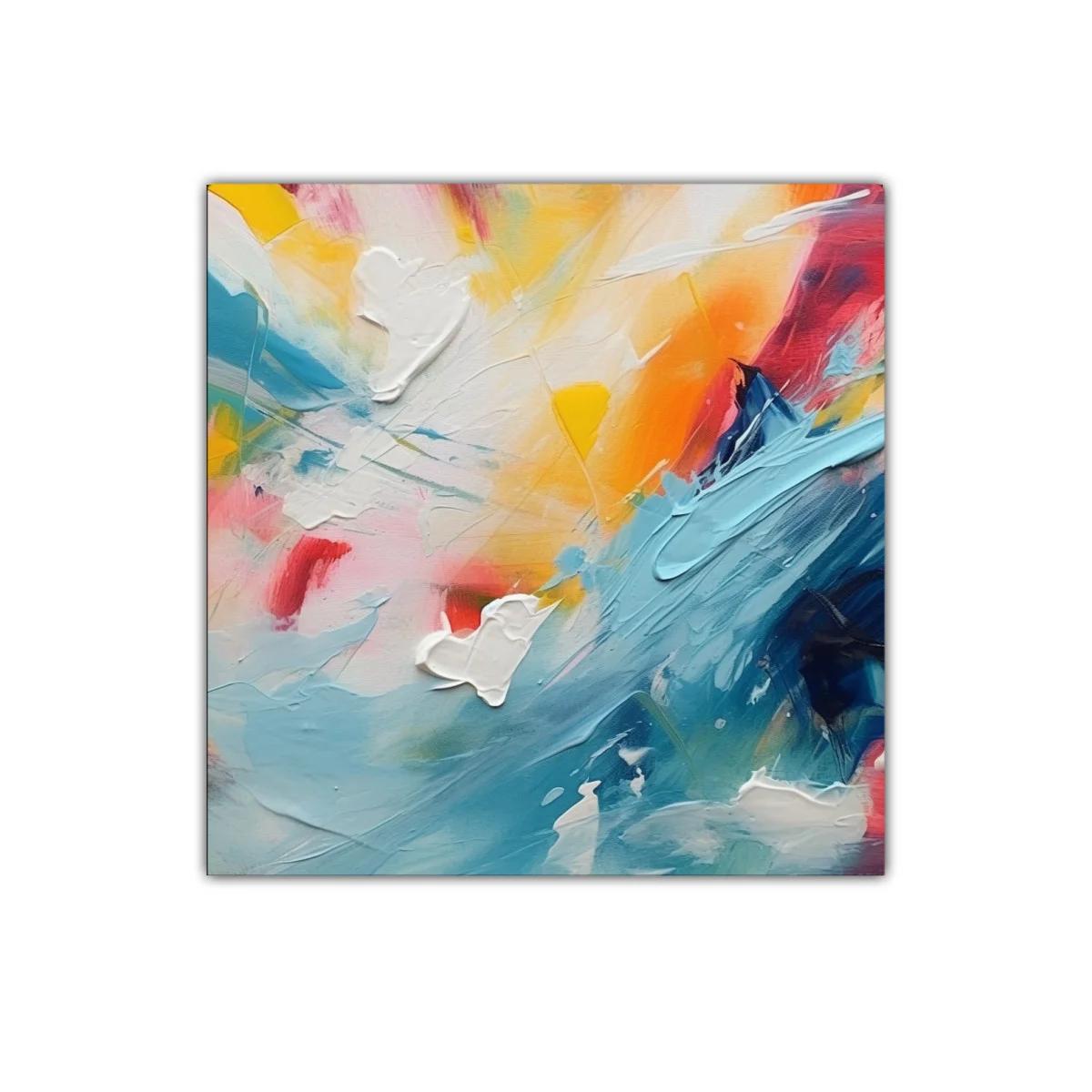 Cuadro abstracto en tonos vibrantes con toques dinámicos