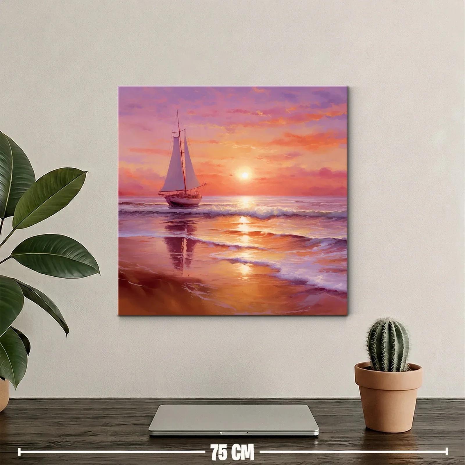 Atardecer sereno con velero navegando en mar tranquilo — miniatura 2