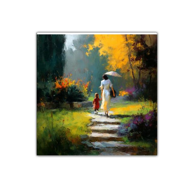 Paseo en el parque con luz dorada y colores brillantes