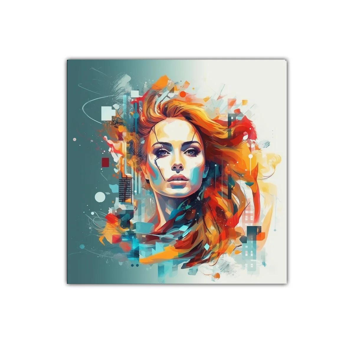 Rostro femenino vibrante con explosión de color — imagen principal