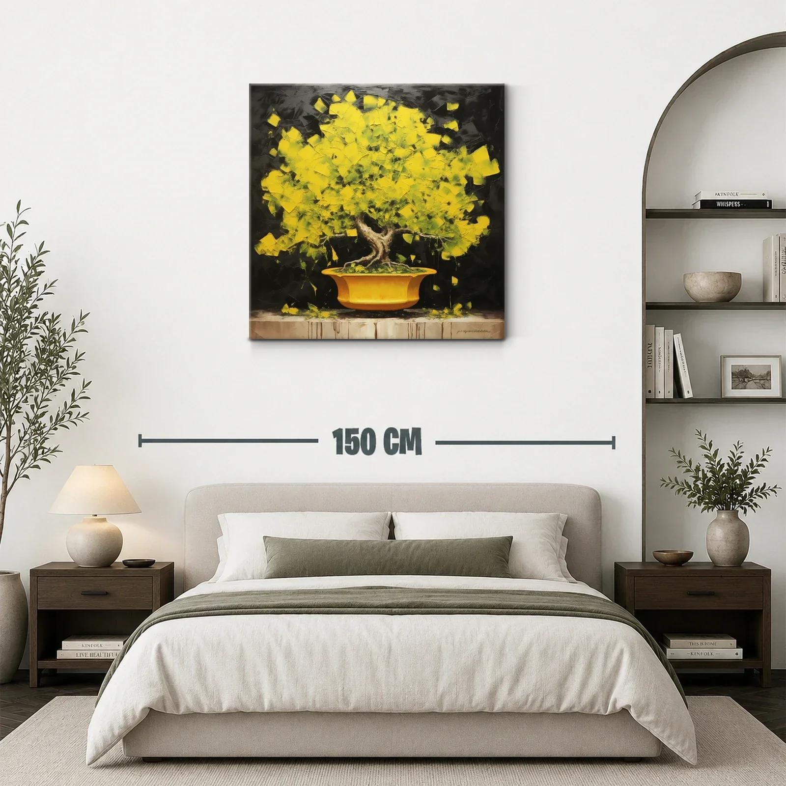 Árbol amarillo vibrante sobre fondo oscuro — miniatura 3