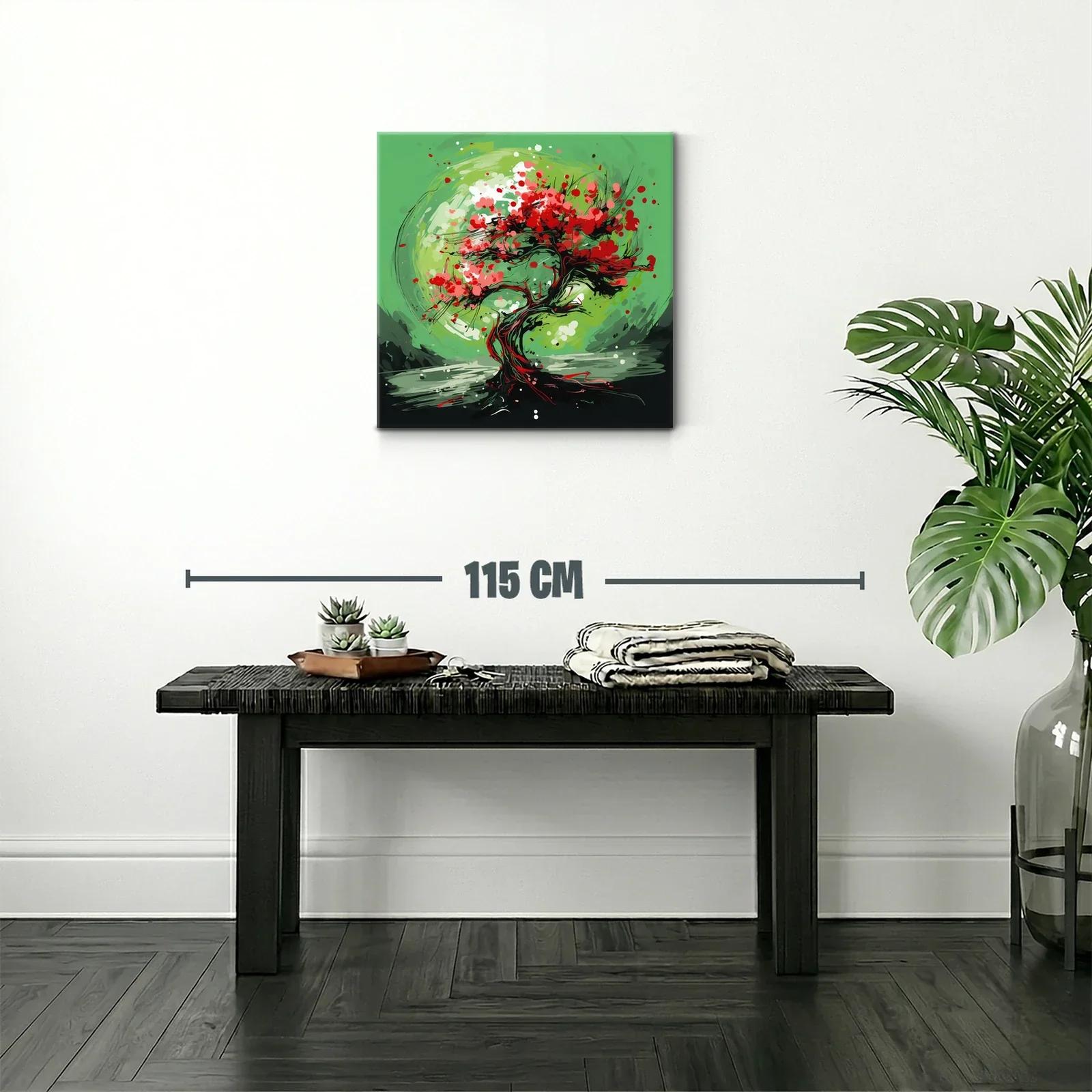 Árbol abstracto con vibrantes tonos verdes y rojos — miniatura 2