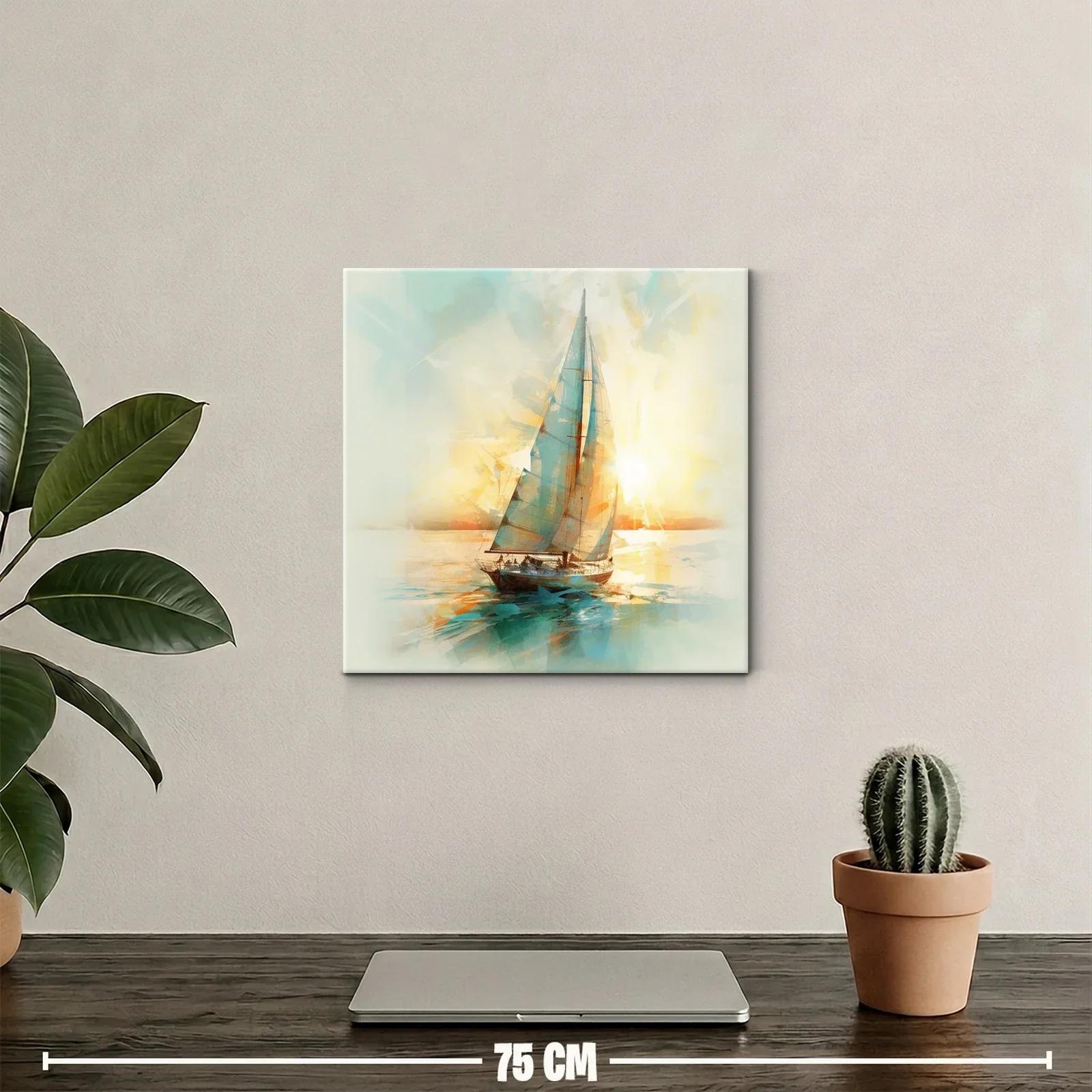 Vela navegando al atardecer con luz cálida y mar sereno — miniatura 2