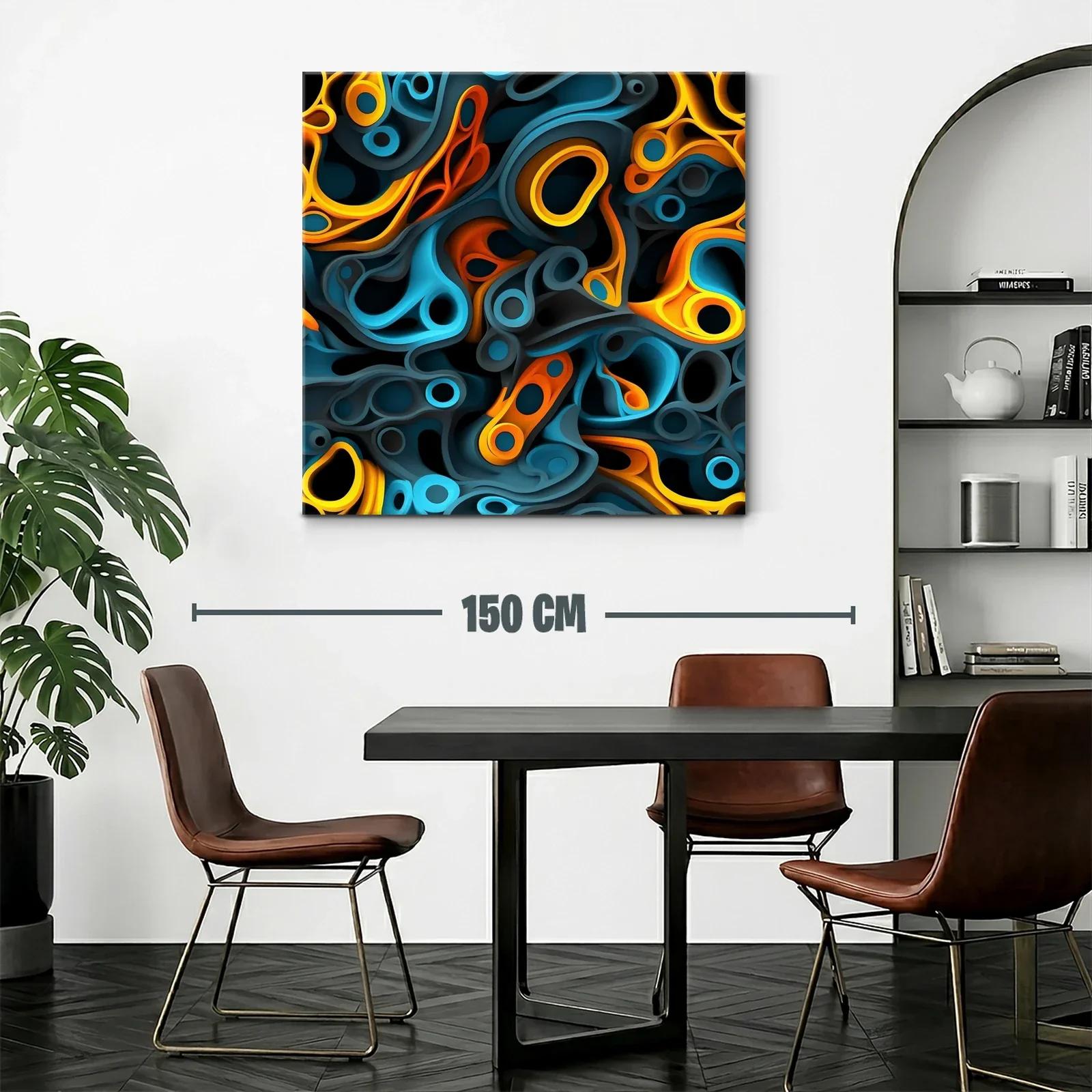 Composición abstracta en tonos cálidos y fríos vibrantes — miniatura 2
