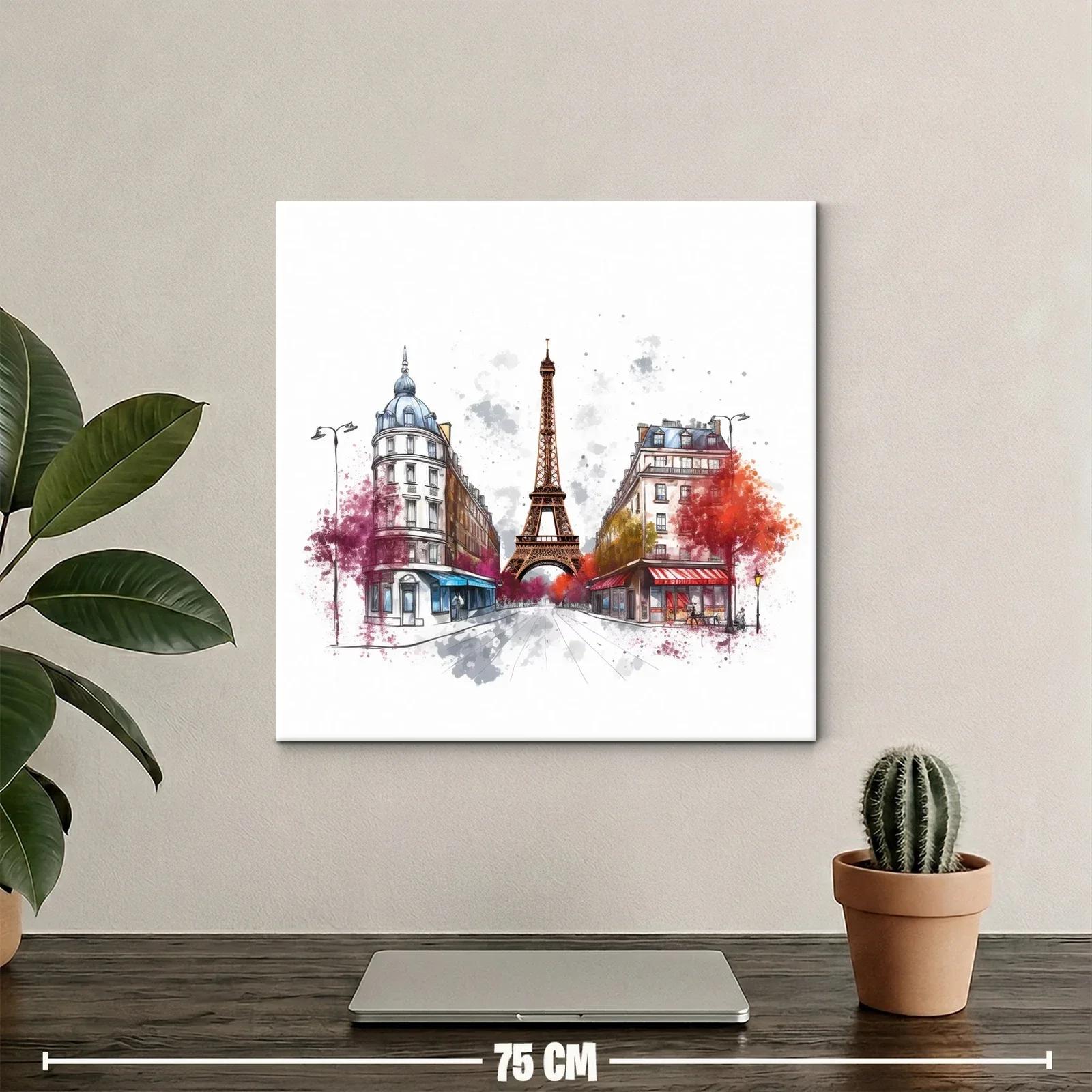 Ilustración urbana con la Torre Eiffel y fachadas parisinas — miniatura 2