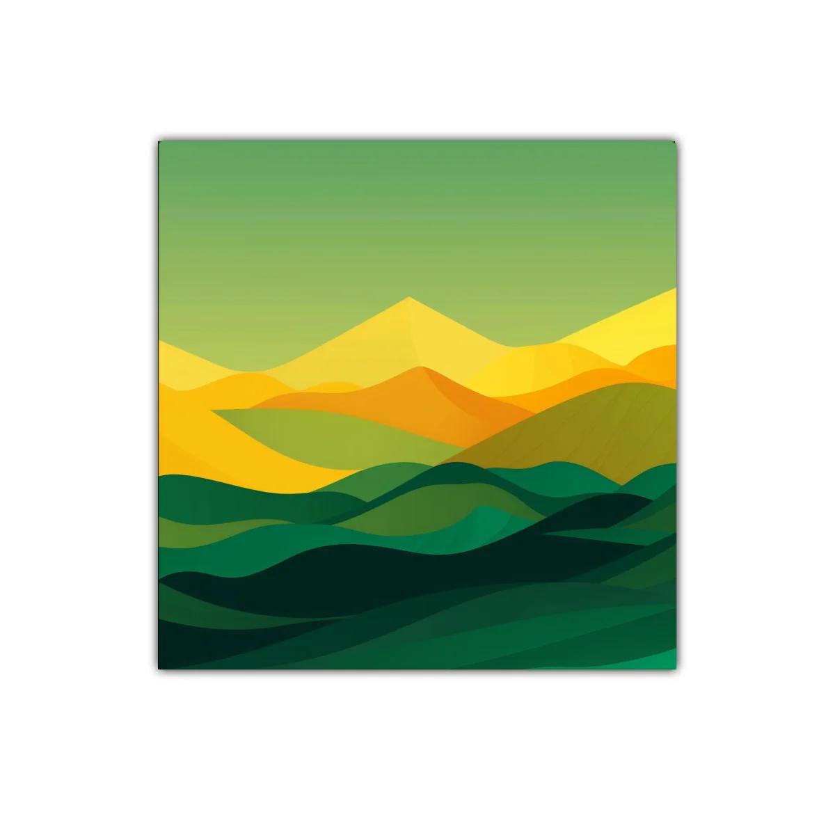 Paisaje abstracto en tonos verdes y amarillos cálidos — imagen principal