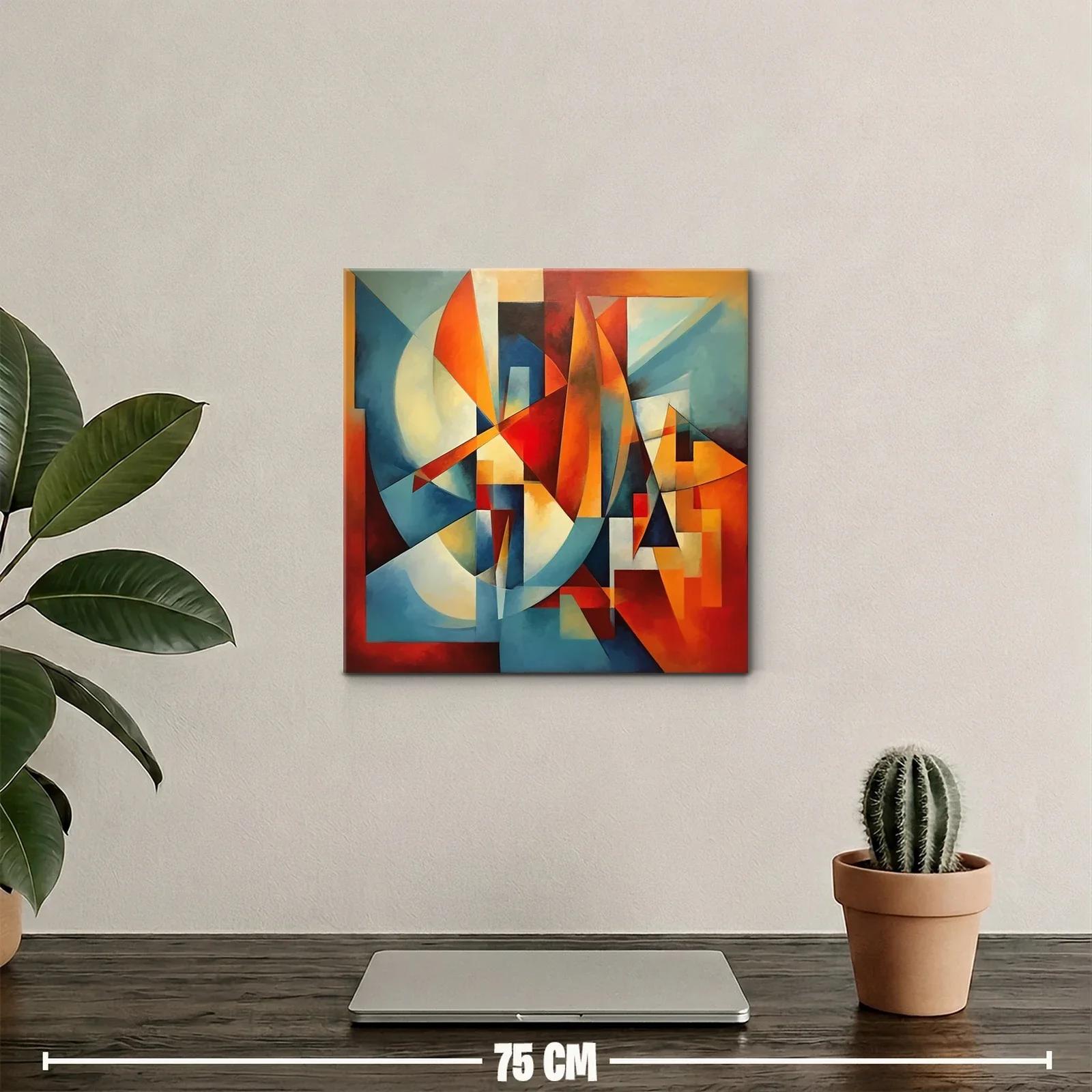 Cuadro abstracto con geometría cálida y vibrante — miniatura 2
