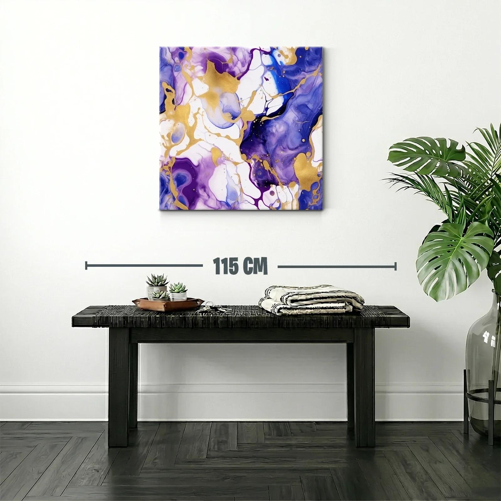 Composición abstracta en tonos violetas y dorados vibrantes — miniatura 2