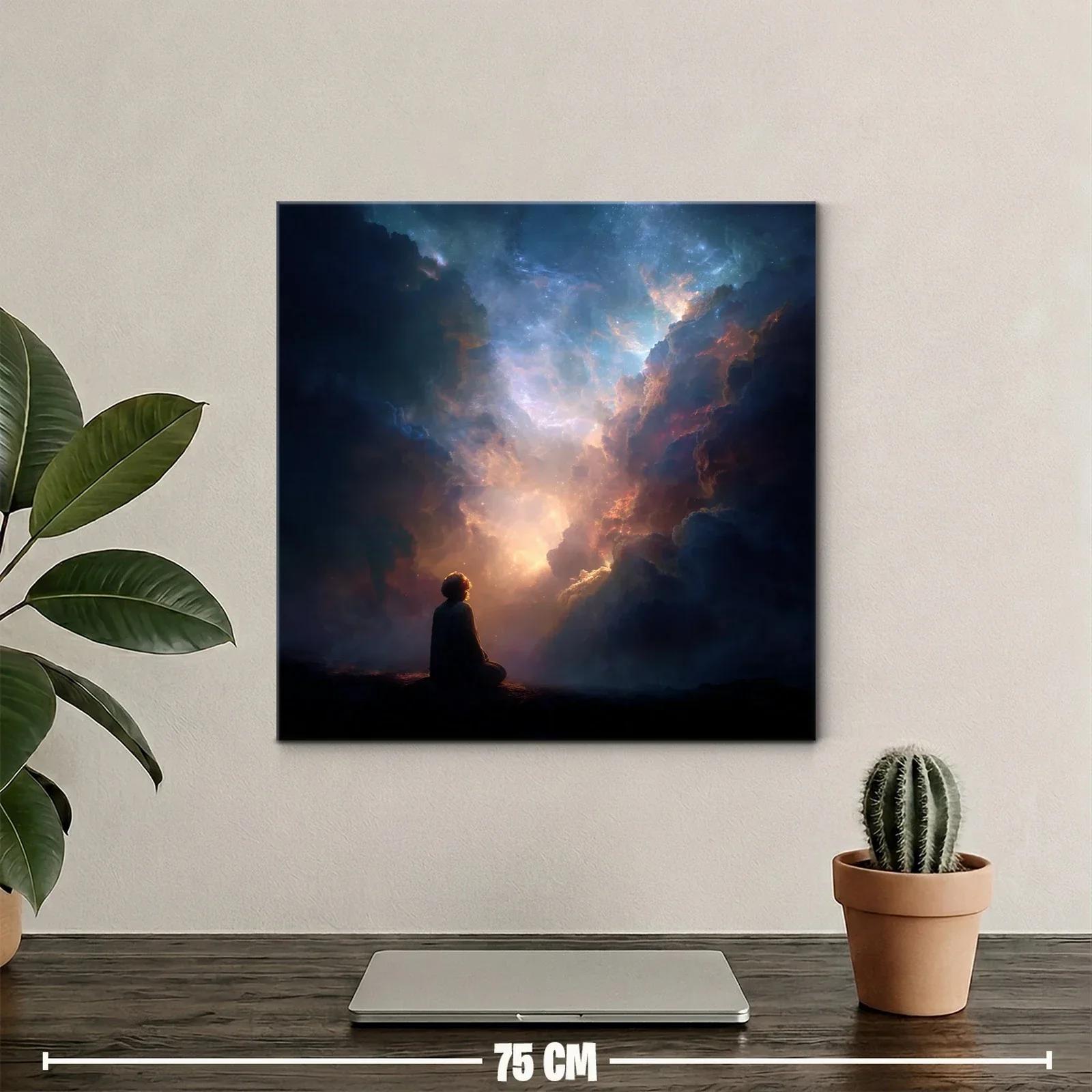 Meditación bajo un cielo estrellado lleno de luz celestial — miniatura 2