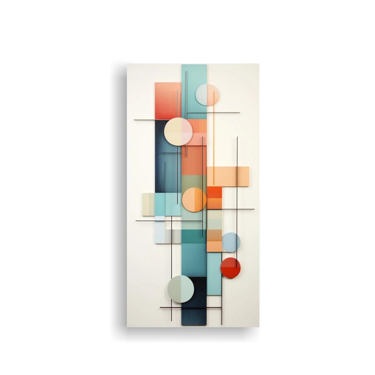 Cuadro composición geométrica abstracta con rectángulos y círculos